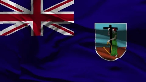 Closeup Montserrat  Flag Wave Loop waving in wind Realistic Montserrat Flag Vídeos de archivo 333085307