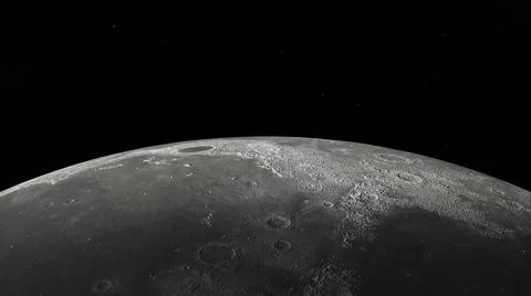 Closeup of Moon rotating on a starry background Ilustración de archivo