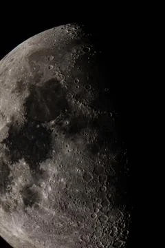 Closeup of moon from telescope Stock Photos