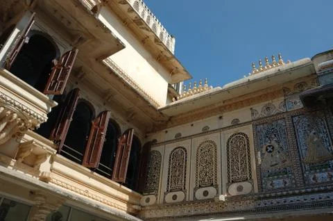 Closeup of mor chok ( peacock square) in udaipur city palace, rajasthan,india Foto stock