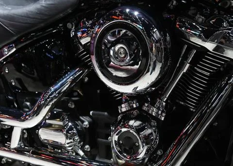 Closeup of a motorcycle engine Stock Photos
