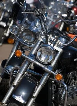 Closeup of motorcycles Stock Photos