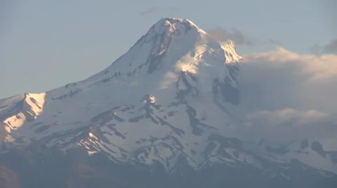 Closeup of Mount Hood in Oregon Stock Footage 8677573