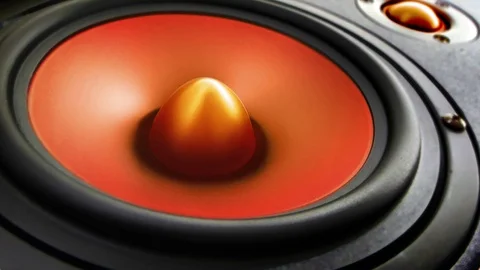 Closeup at moving speaker system Video stock 124274059