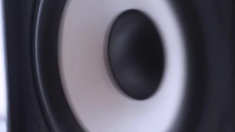 Closeup at moving sub-woofer. Speaker part Stock Footage 70898768