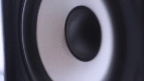 Closeup at moving sub-woofer. Speaker part Stock-Footage 70899001