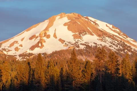 Closeup of Mt Lassen at Sunset Stock Photos
