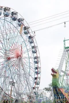 Closeup of multi-coloured Giant Wheel during Dussehra Mela in Delhi, India... Stock Photos