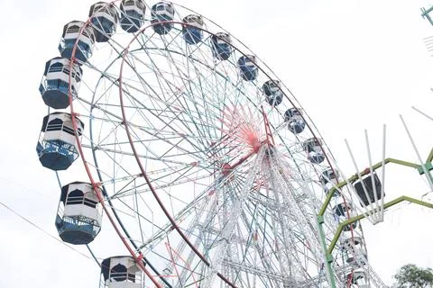 Closeup of multi-coloured Giant Wheel during Dussehra Mela in Delhi, India... Stock Photos