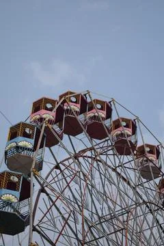 Closeup of multi-coloured Giant Wheel during Dussehra Mela in Delhi, India... Stock Photos