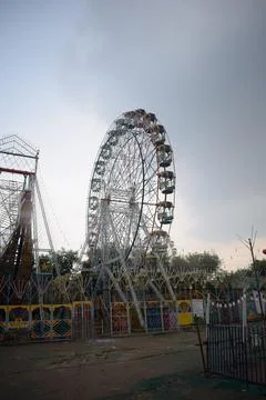 Closeup of multi-coloured Giant Wheel during Dussehra Mela in Delhi, India... Stock Photos