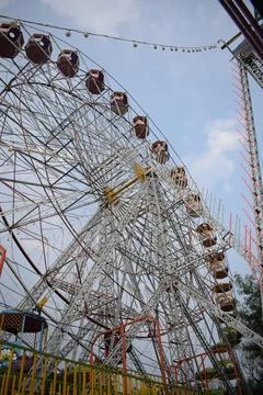 Closeup of multi-coloured Giant Wheel during Dussehra Mela in Delhi, India... Stock Photos