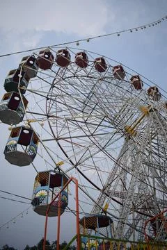Closeup of multi-coloured Giant Wheel during Dussehra Mela in Delhi, India... Stock Photos