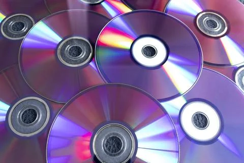 Closeup to a multicolor Compact Disc and DVD collage Stock Photos