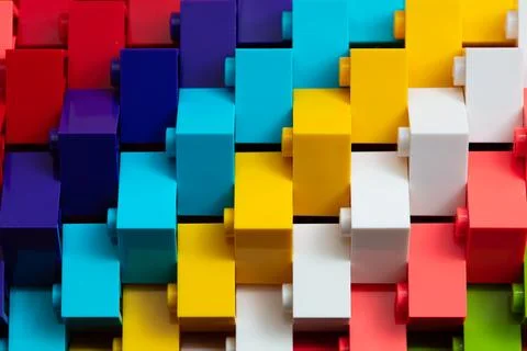 Closeup of multicolored blocks built Stock Photos