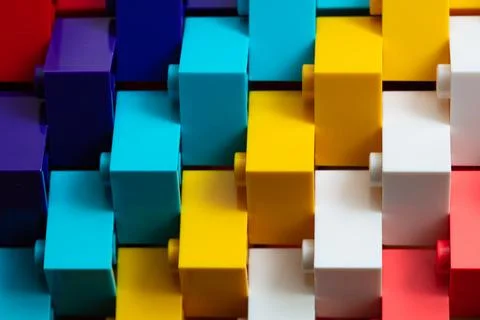 Closeup of multicolored blocks built Stock Photos