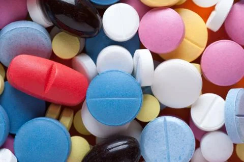 Closeup of multicolored medicaments Stock Photos