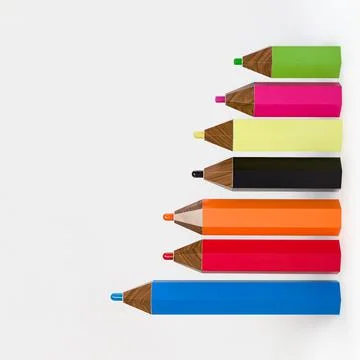 Closeup of multicolored pencils on a white background. Decorative pencils Stock Photos