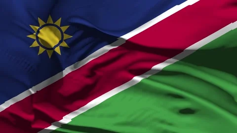Closeup Namibia Flag Wave Loop waving in wind Realistic Namibia Flag backgro Stock-Footage 334766908