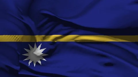 Closeup Nauru Flag Wave Loop waving in wind Realistic Nauru Flag background Stock-Footage 334766904