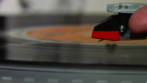 Closeup Needle on and off Record Stock Footage 144425666