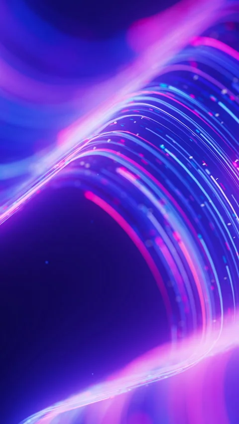 Closeup of neon line flow carrying big data at light speed. Abstract digital Stock Footage 348282973
