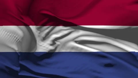Closeup Netherlands Flag Wave Loop waving in wind Realistic Netherlands Flag Video stock 334912295