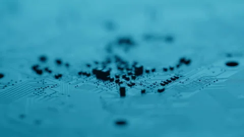Closeup network connectors forming tech blueprint at surface. Electric paths Stock Footage 332672841