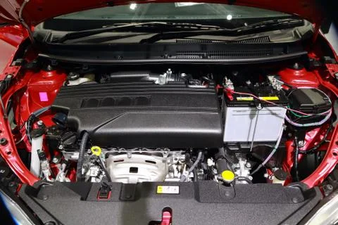 Closeup new car engine Stock Photos