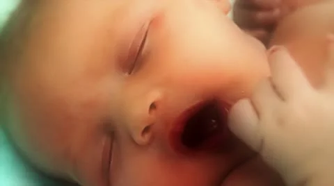Closeup Newborn Face Stock Footage 10854646
