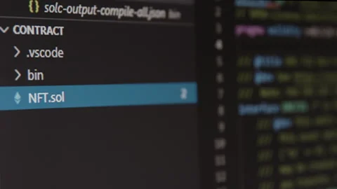 Closeup of NFT smart contract Stock Footage 153818787