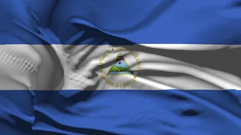 Closeup Nicaragua  Flag Wave Loop waving in wind Realistic Nicaragua  Flag b Stock-Footage 334912299