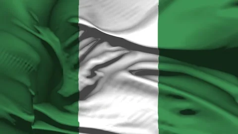 Closeup Nigeria Flag Wave Loop waving in wind Realistic Nigeria Flag backgro Stock Footage 334912301