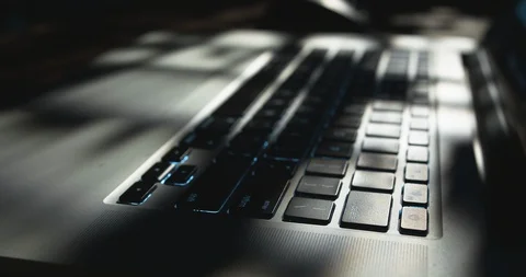 Closeup of the night-lit keyboard Video stock 117220711
