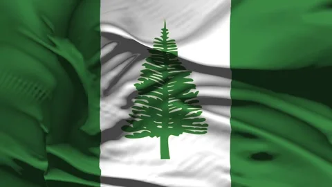 Closeup Norfolk Island  Flag Wave Loop waving in wind Realistic Norfolk Isla Stock Footage 335189082
