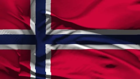 Closeup Norway Flag Wave Loop waving in wind Realistic Norway Flag backgroun Stock Footage 335612017