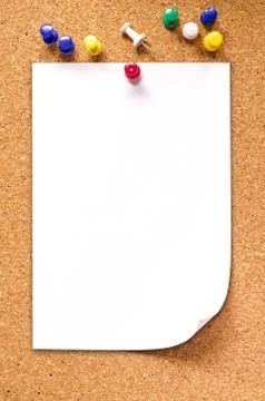 Closeup of note paper on cork board Stock Photos