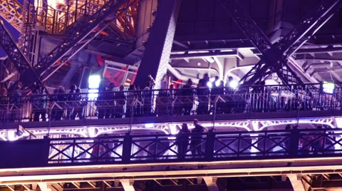 Closeup o the eiffel tower at night, paris france Stock Footage 30965223
