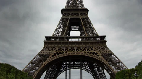 Closeup o the eiffel tower in paris france Stock Footage 30960573