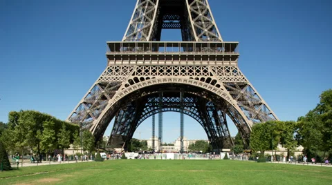 Closeup o the eiffel tower in paris france Stock Footage 30964124