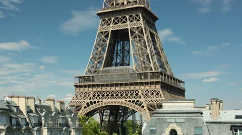 Closeup o the eiffel tower in paris france Stock-Footage 30965806