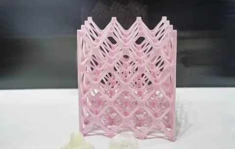 Closeup object printed 3d printer close-up. Progressive modern additive tec.. Stock Photos