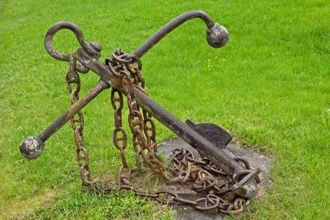 Closeup of old anchor. Stock Photos