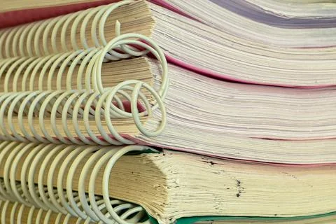 Closeup of old binding notebooks Stock Photos