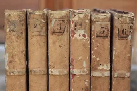 Closeup old books for background Foto stock