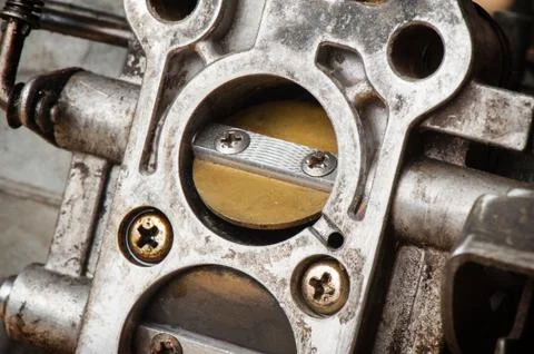 Closeup old carburetor Foto stock