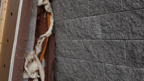 Closeup of an old dismantled bed leaning against concrete wall showing worn fabr Stock Footage 319841934
