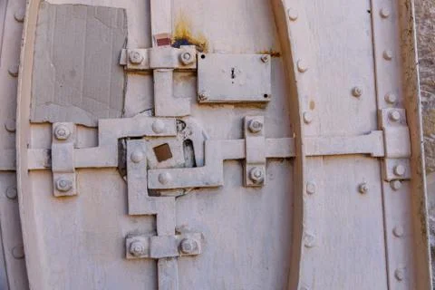 Closeup of old door locking system Stock Photos