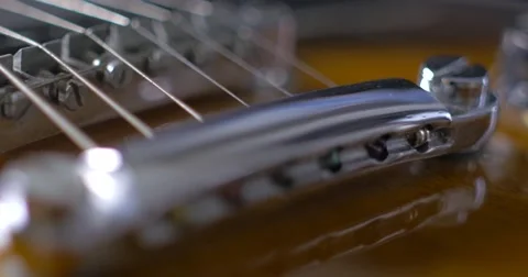 Closeup of old electric guitar - macro 6 Stock Footage 63418399