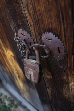 Closeup of old-fashioned rusty Padlock Stock Photos